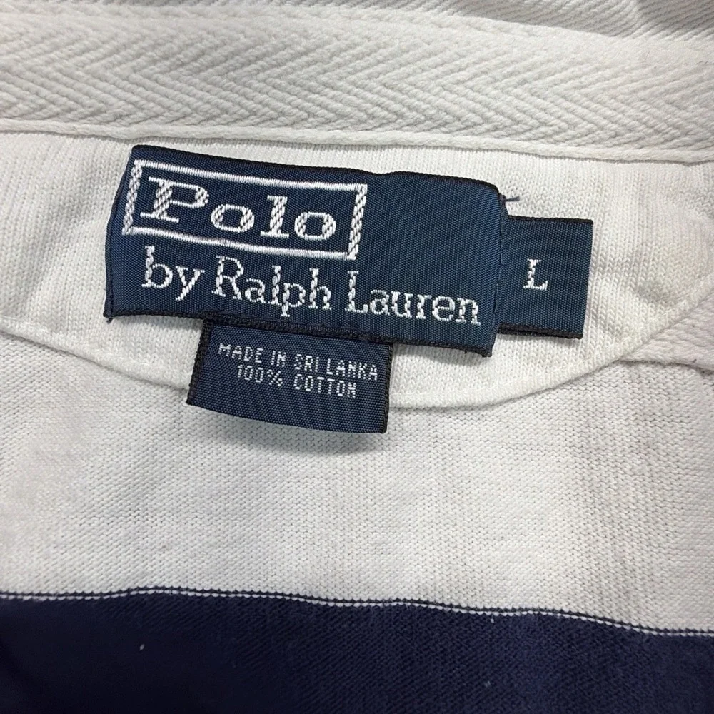 Vintage Polo Ralph Lauren Rugby Shirt Men Large Sailing Stripe Long Sleeve Pony